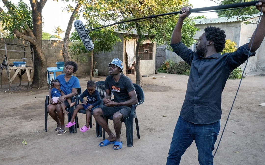 A family in Mozambique being interviewed for the Ohana One documentary.